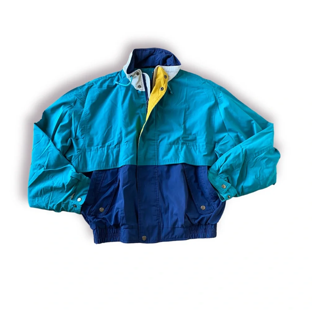 Towncraft Windbreaker Jacket Blanket Lined  Size Med Colorblock vintage …